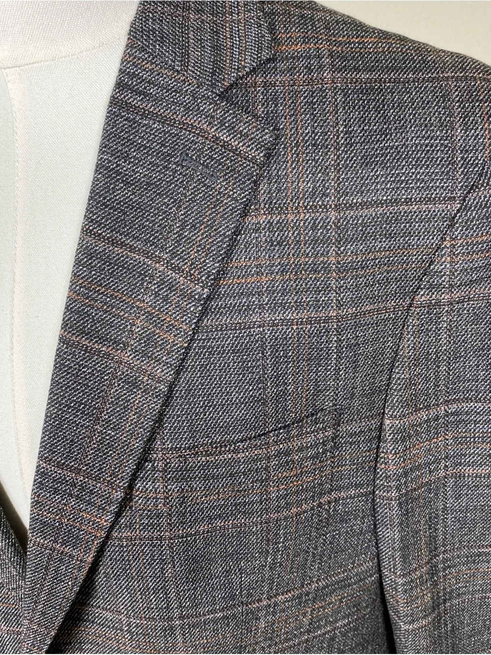 Joseph Abboud Heritage Men’s 42R Blazer Gray Brown Plaid Stretch 2 Button